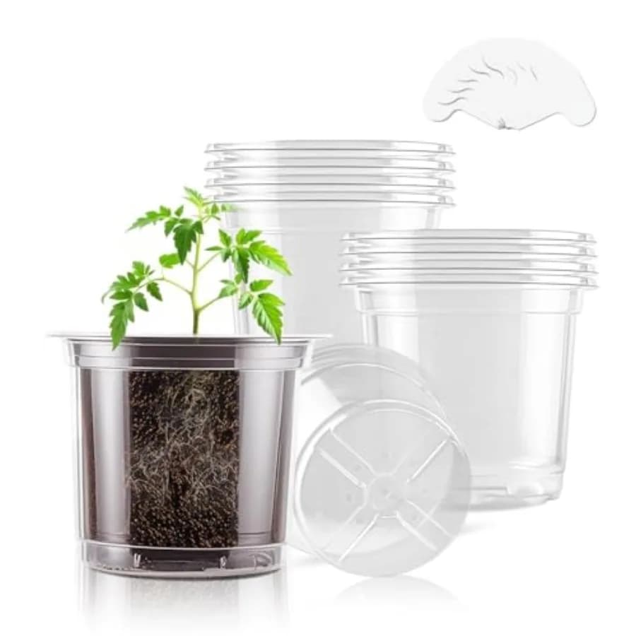 4 Inch Clear Plant Nursery Pots 8 Packs Durable Plastic Seed Starters Small Orchid Flower Pots with Drainage Holes for Transpla