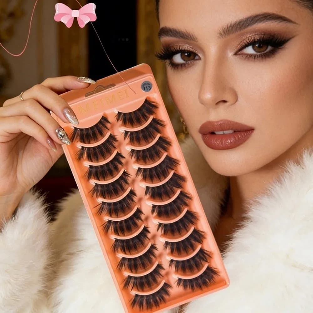 10 Paia di Ciglia Finte 3D in Visone Fatte a Mano, Spesse e Voluminose, per Cosplay, Natural Appearance, Soft and Soft, Anime Ciglia for Estetico Improvement