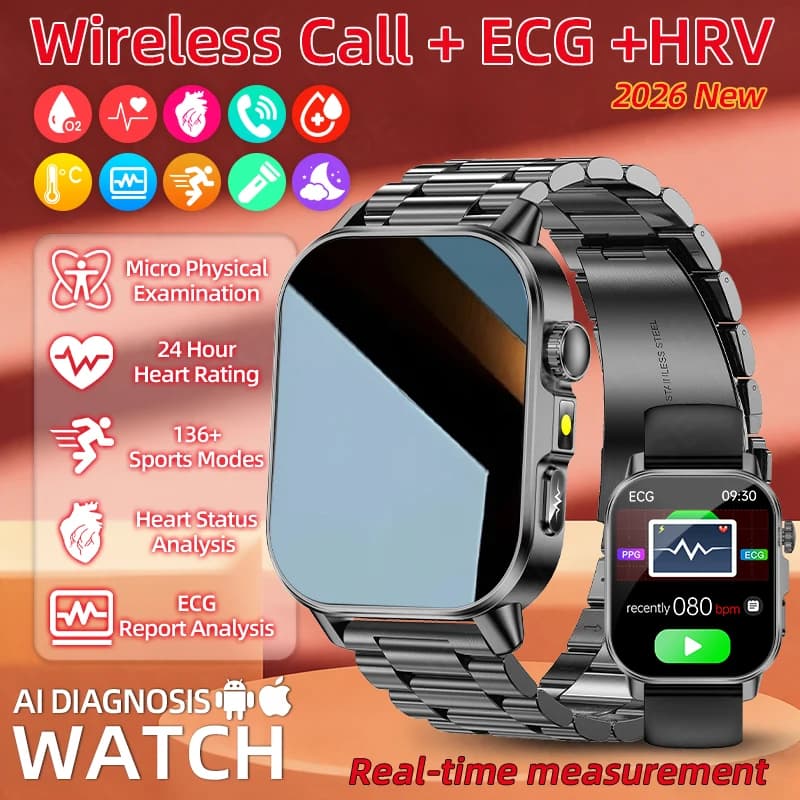 LIGE Nuovo Smartwatch con ECG+PPG per la diagnosi della salute, analisi corporea, pressione sanguigna, lipidi, acido urico, monitoraggio della salute per uomo e donna