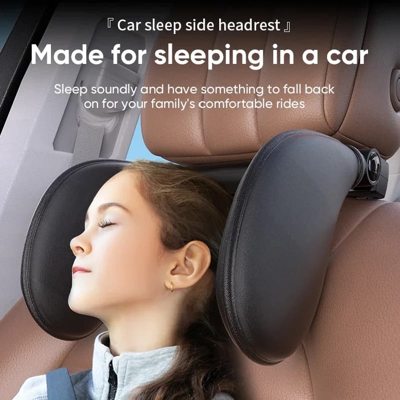 Ergonomic 360 Adjustable Auto Cervical Pillow with Memory Foam & Side Pads One-Click Sleep Headrest for Car Travel BMW Benz