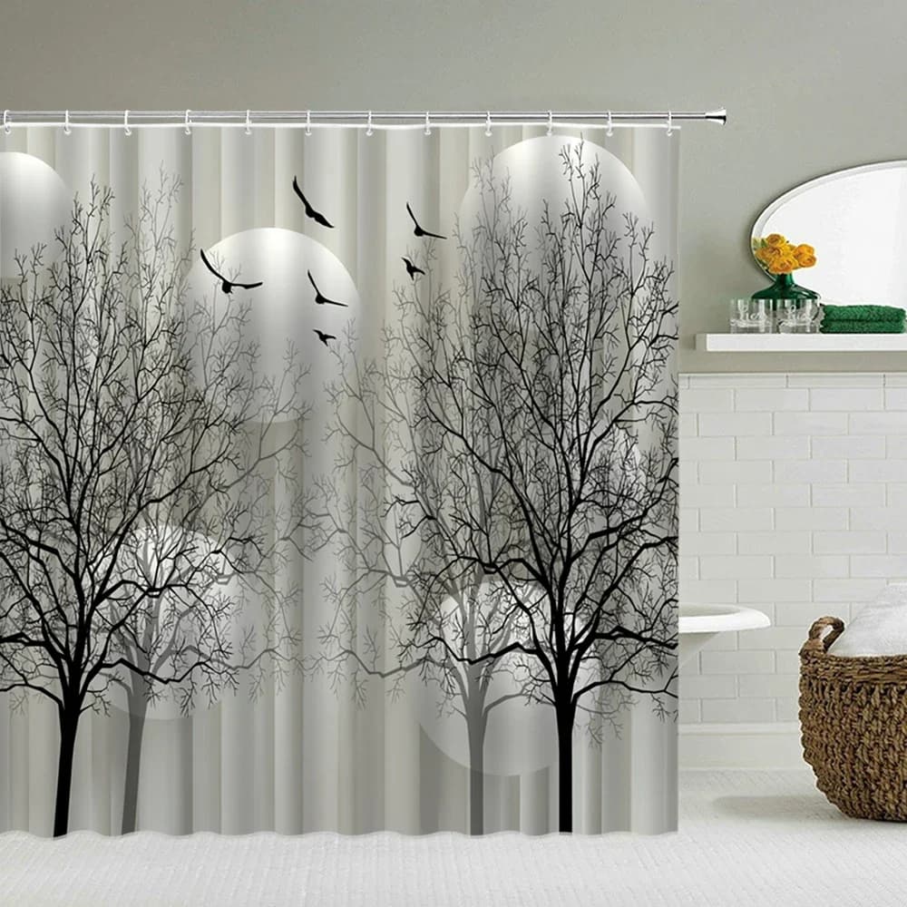 Tende da doccia colorate per alberi 3d tenda da bagno decorazione in tessuto di poliestere impermeabile con narge180 * 240cm tenda da bagno
