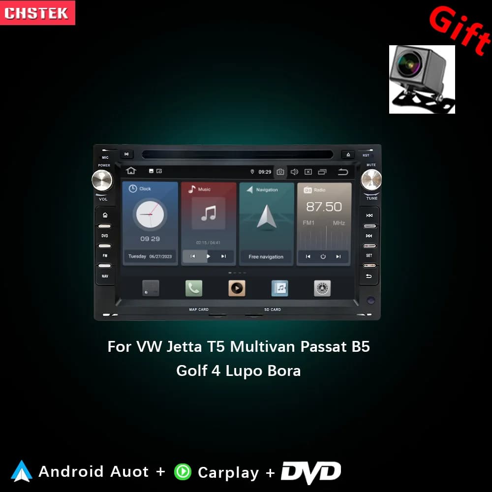 CHSTEK Autoradio DVD Carplay Per VW Volkswagen Jetta Multivan T5 Passat B5 Golf 4 Lupo Bora Stereo Bluetooth WIFI GPS Android 14