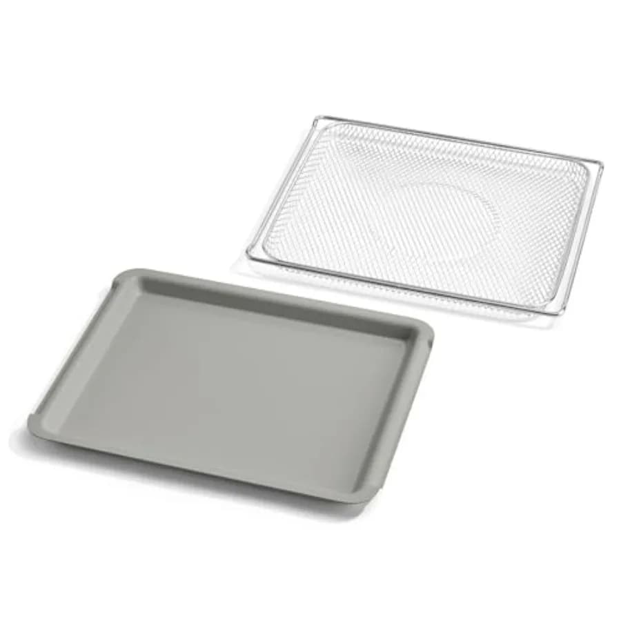 Kit Essenziale Wonder Oven Pro: Grande Teglia in Alluminio e Cestello in Acciaio per Friggitrice ad Aria, per Cuocere e Friggere, Non Tossico, Antiaderente, Facile da Usare