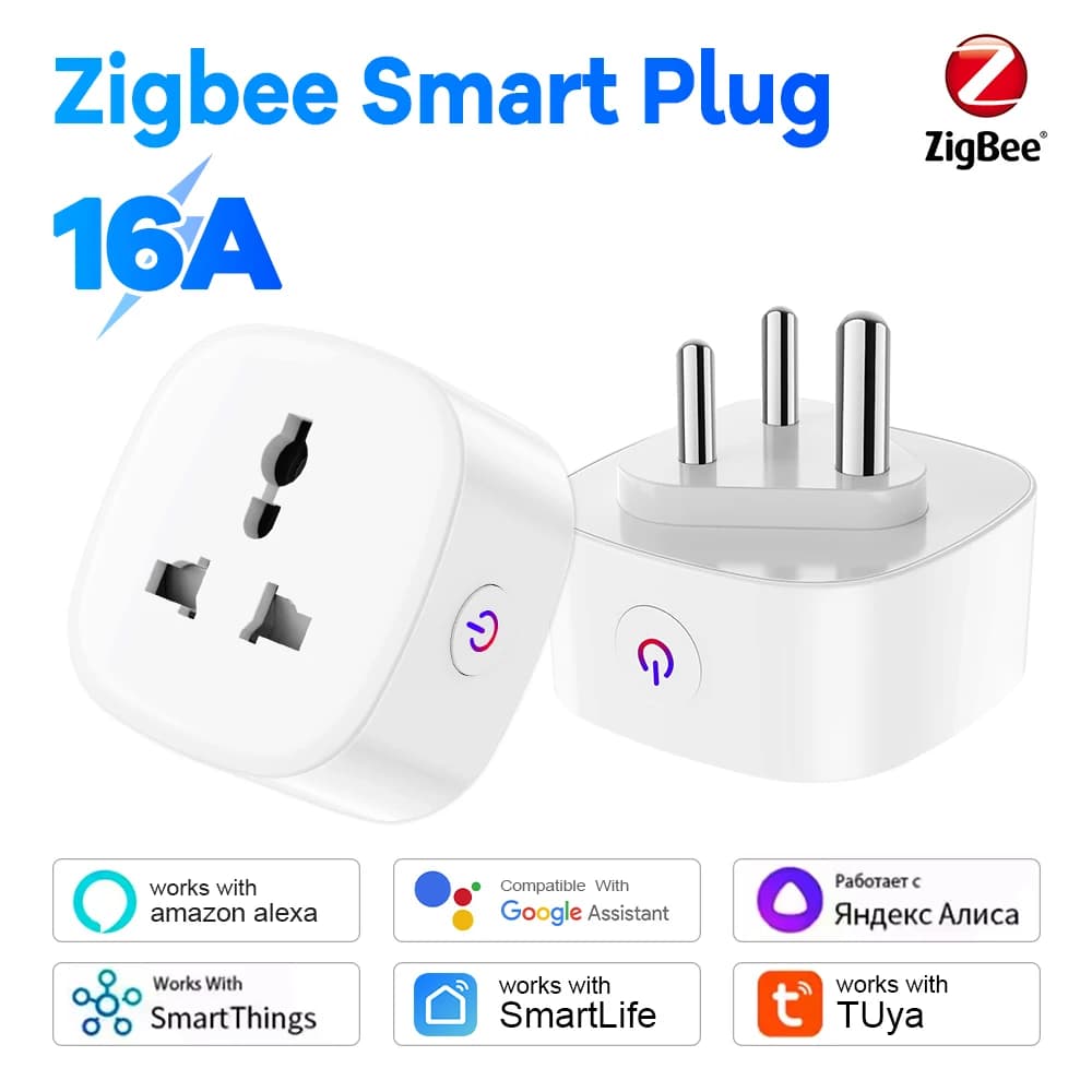 Tuya Zigbee South Africa Spina Smart Plug 16A20A BSD56 Power Monitor Zigbee Hub Required Group Control Alexa Google Voice Control