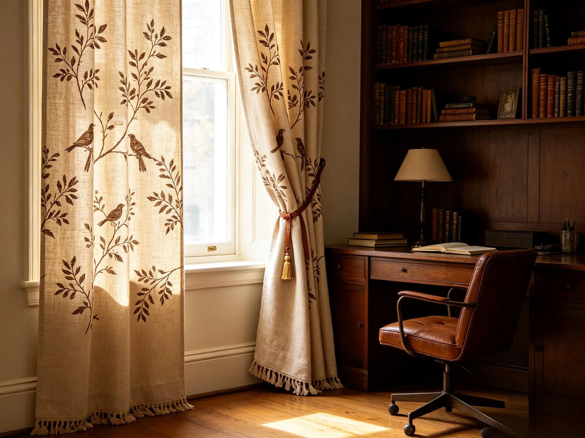 200202 Artistic study decoration curtain hook style fabric blackout curtain