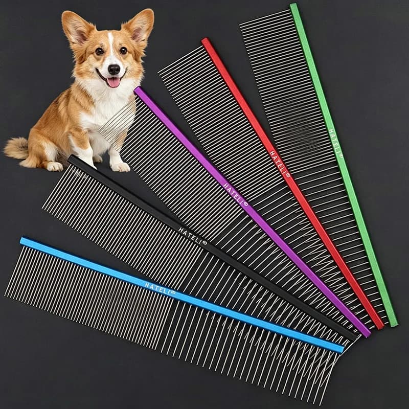 Pettine per peli di animali domestici 16/19/22cm pettine professionale in acciaio inossidabile per toelettatura del cane rimuove i peli pettini per massaggi di bellezza per cani e gatti