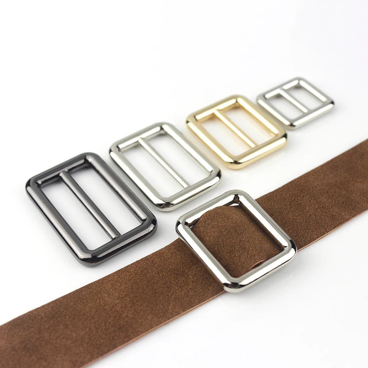 Fibbia ad anello quadrato con regolazione della cinghia della borsa con fibbia Tri-Glide in metallo per parti di borse artigianali in pelle Accessori per cinture a tracolla per zaino
