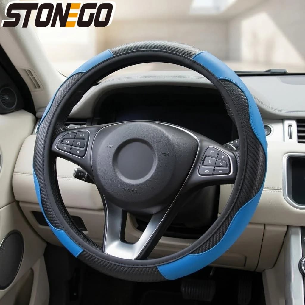 Coprivolante Traspirante Antiscivolo in Pelle PU Universale 37-38cm Accessori per Interni Auto Camion SUV