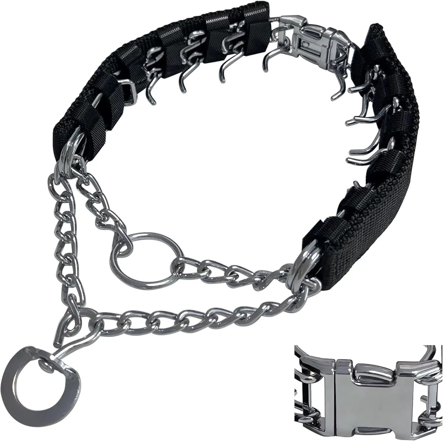 Collare da addestramento con punta regolabile con sgancio rapido, senza tiraggio per cani di piccola taglia, include collegamenti e cappucci aggiuntivi