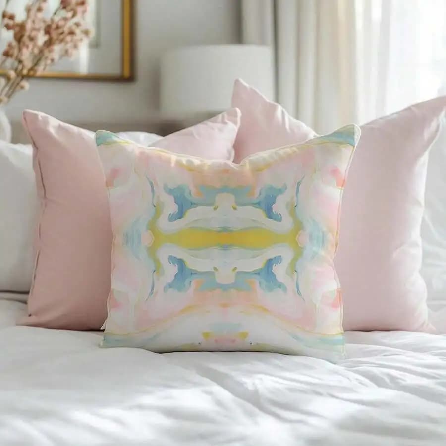 Double Sided Watercolor Abstract Throw Pillow Cover Pastel Blush Pink Blue White Decorative Cushion Case