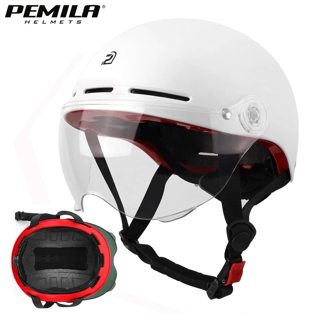 Casco da bicicletta PEMILA con occhiali casco da ciclismo tecnologia di avvolgimento del bordo completo casco da bici da strada MTB E-Bike casco da bicicletta MTB