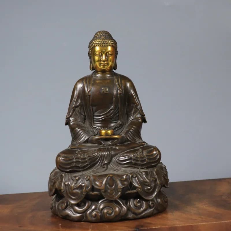HYS Brass Ornament Dahi Rulai Sakyamuni Copper Home Offering Ornament Copper Sitting Buddha Pendulum