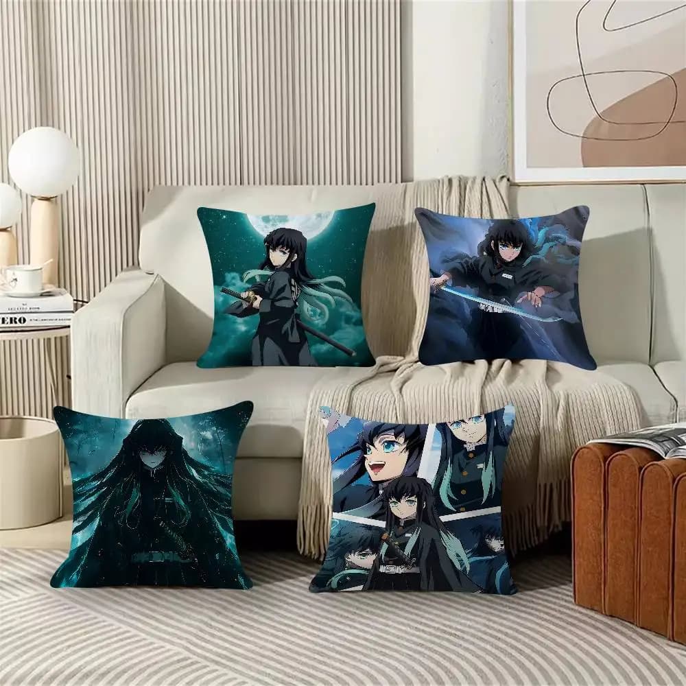 Vintage cushion Anime Muichiro T-Tokito, Sofa and Bed Cover, 45x45 Cm, Fashion