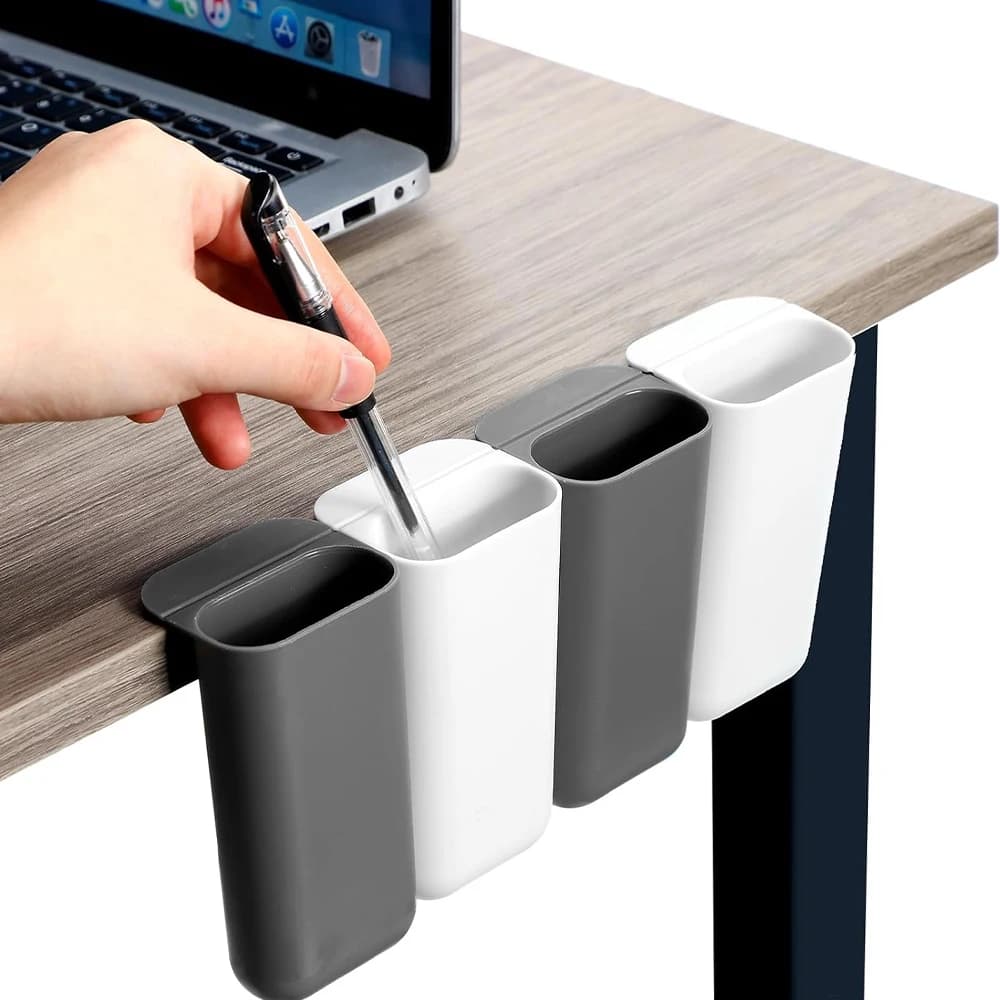 Portapenne per schermo del computer Portapenne adesivo Porta spazzolino Scatola portaoggetti da tavolo a parete Dispositivo di archiviazione desktop da ufficio