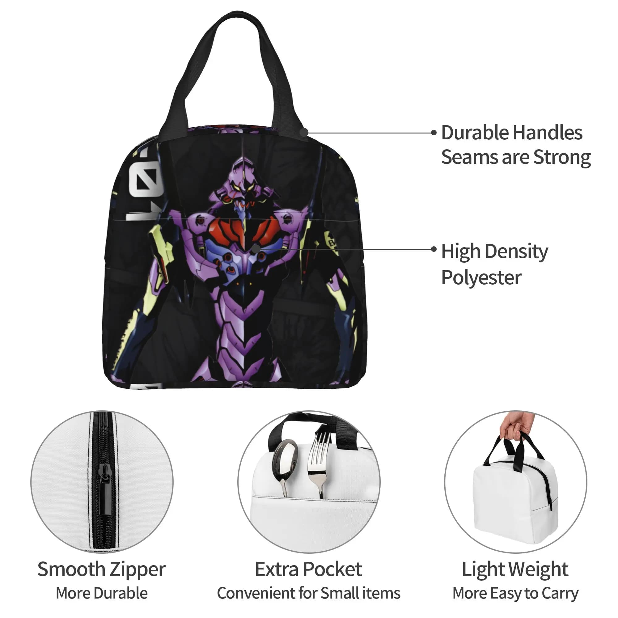 E-Evangelions Thermal Insulated Lunch Bags Women Mecha Style Doomsday Resuable Lunch Container Outdoor Camping Travel Food Box