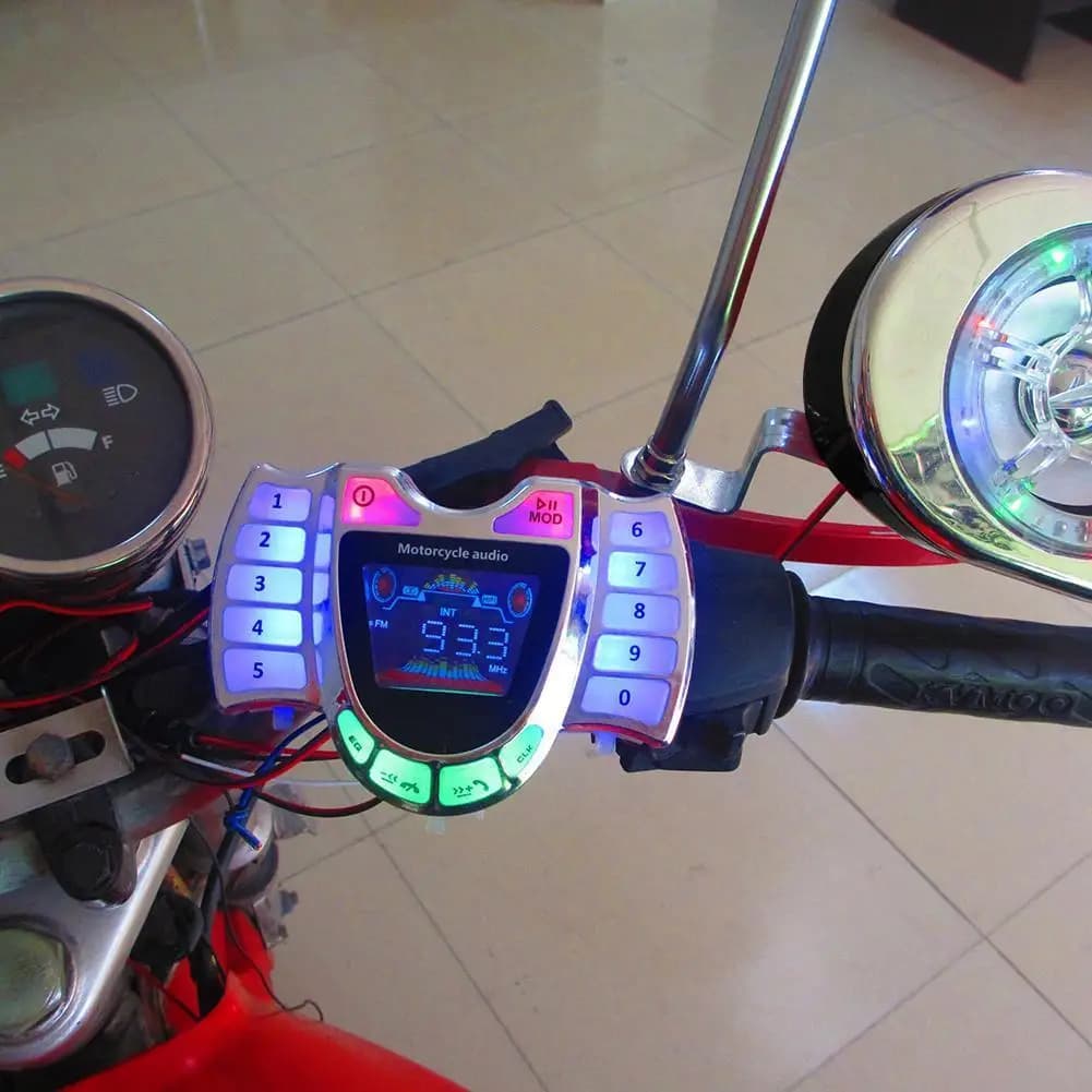 HY-008 sistema Audio per altoparlanti compatibile con Bluetooth per moto con microfono TF AUX FM Radio USB