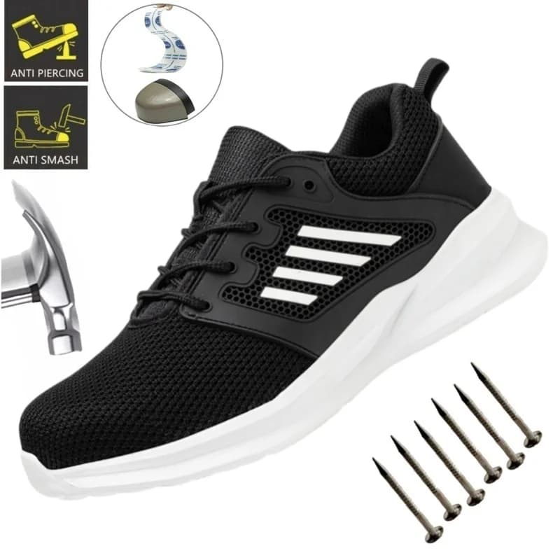 Scarpe antinfortunistiche estive con puntale in acciaio a rete unisex per uomo Sneaker leggera e traspirante Calzature da lavoro Hombre comode e indistruttibili
