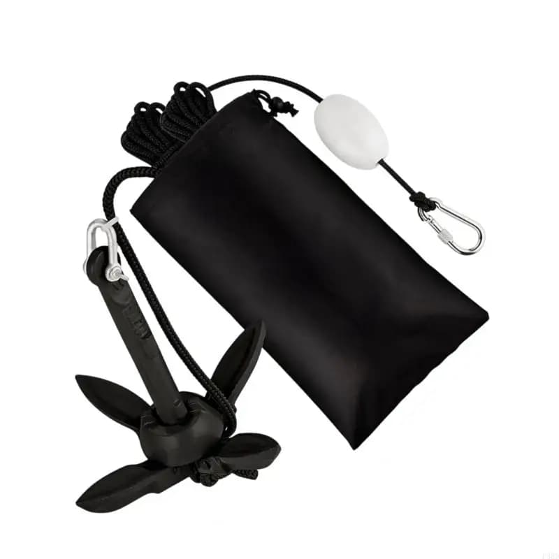 4 Prong Retractable Marine Mooring Gear with 40 Feet Rope & Carrying Case Carbon Steel Vessel Mooring for Canoes Small Water