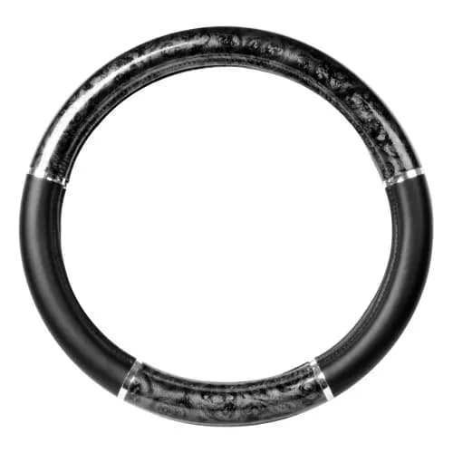 Coprivolante Premium da 18 Pollici in Nero con Motivo in Legno e Dettagli Metallici