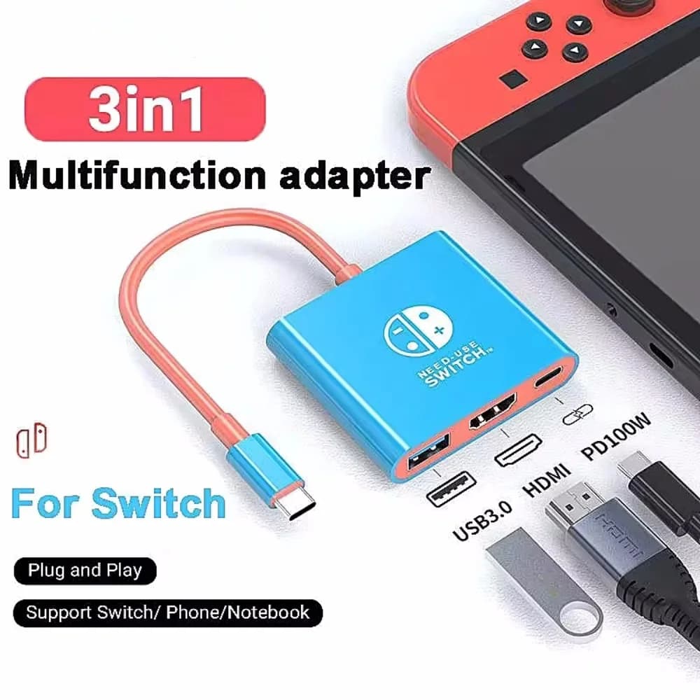 HUB multiporta 3 in 1 tipo C Adattatore compatibile da USB C a HDMI Docking station USB 3.0 Convertitore OTG per MacBook Air Pro Laptop PC
