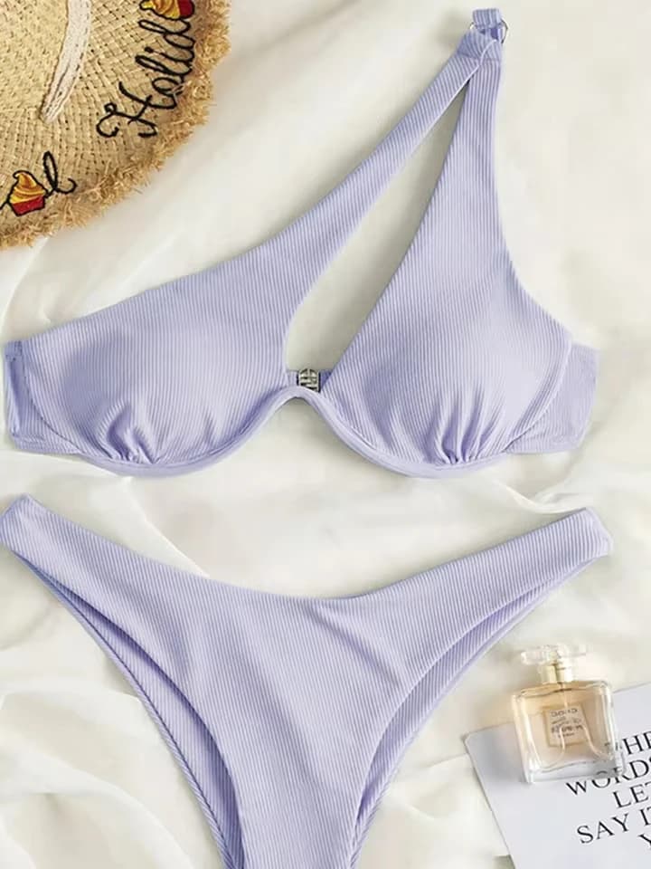 Vzvn 2026 One Shoulder Biquini High Cut Bathing Suits Push Up Beach Bikini Set Sexy Bikinis Swimsuits Cut Out Women Swimwear