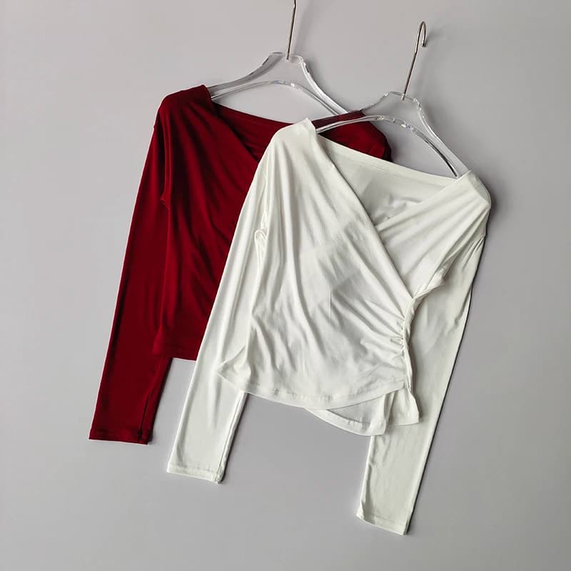 Camicia da yoga a maniche lunghe con scollo a V alla moda per donna T-shirt da allenamento slim fit Sporty Casual Streetwear Lounge Top