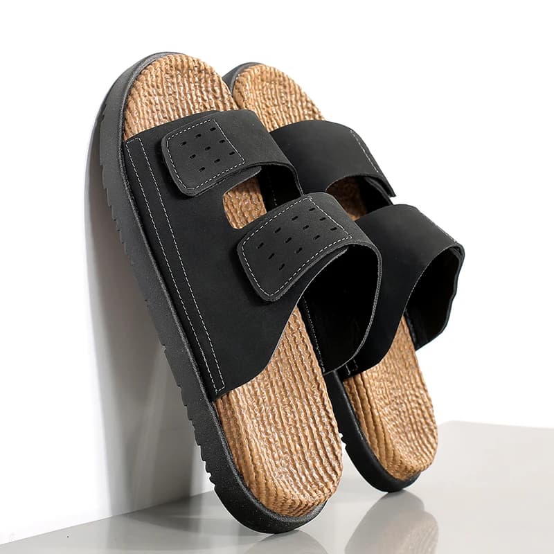 Designer Men's Summer Sandals Genuine Leather Sports Slippers Beach Shoes Anti-Odor Dual-Purpose Driver Slip-On Shoes