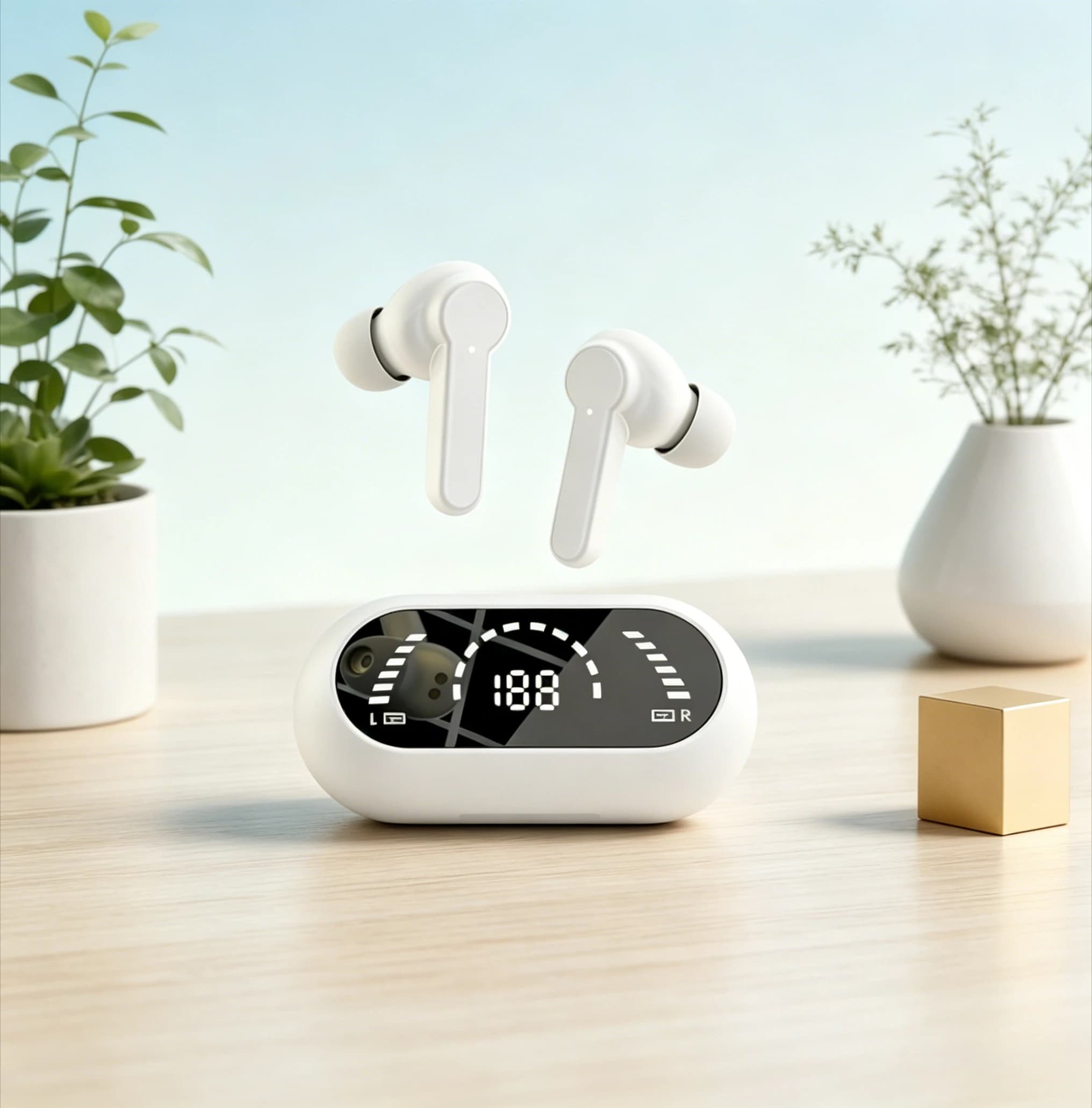 Auricolari wireless TWS Bluetooth 5.3, cuffie sportive da gioco con riduzione del rumore, auricolari con bassi potenti e controllo touch per tutti gli smartphone