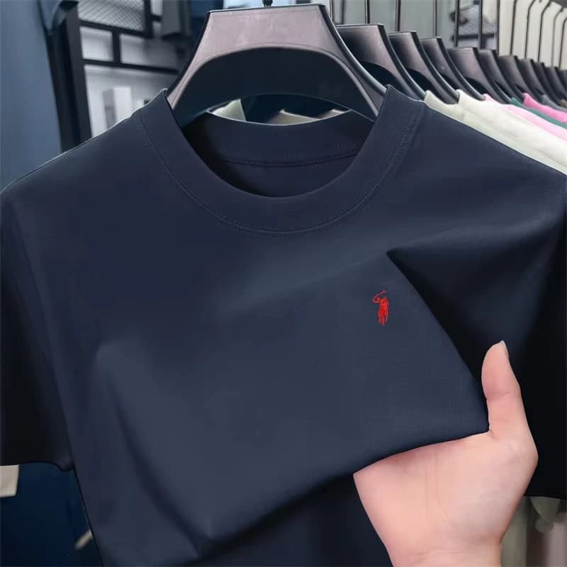 100% Cotton Breathable Men Short Sleeve T-Shirt, Summer Luxury Style, Paul Embroidery Golf Top, Loose Casual Round Neck Tee