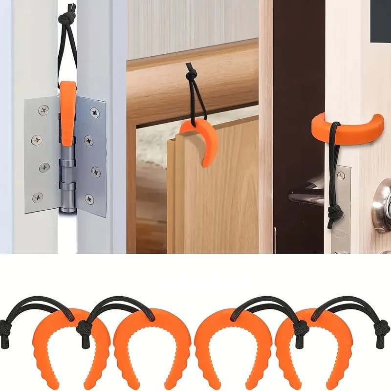 Confezione da 1 fermaporta di sicurezza | Anti-schiacciamento, anti-collisione, materiale TPU in nero/arancione
