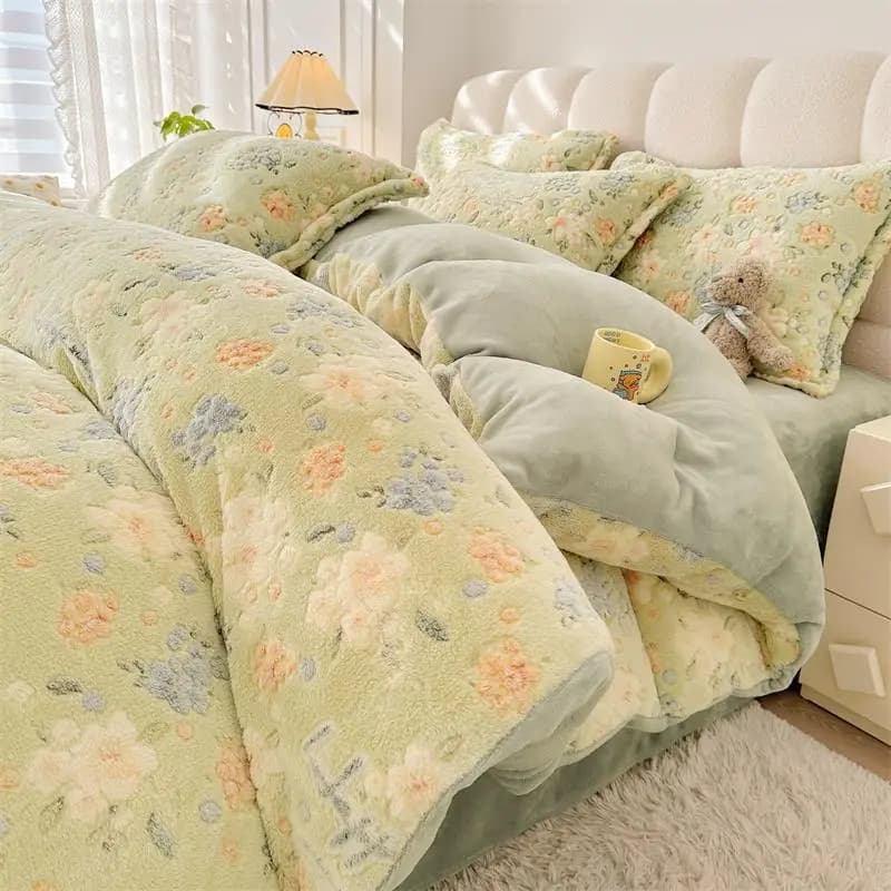 Cute Panda Printed Bedding Comfortable Skin Friendly Plush Thickened Quilts Hood 1piece Machine Washable Anti Static Quilt Cover