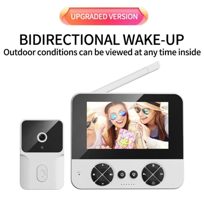 Videocitofono con schermo IPS da 4,3' Citofono a 2 vie Visione notturna Sveglia Campanello per porta Grandangolo Monitoraggio domestico intelligente Campanello senza fili