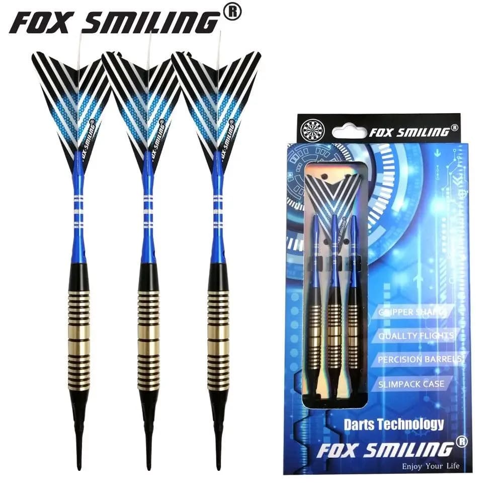 Fox Smiling Freccette elettroniche professionali in ottone con punta morbida Freccette da 18 g con albero in lega di alluminio con 3 voli, aste da 3 pezzi,
