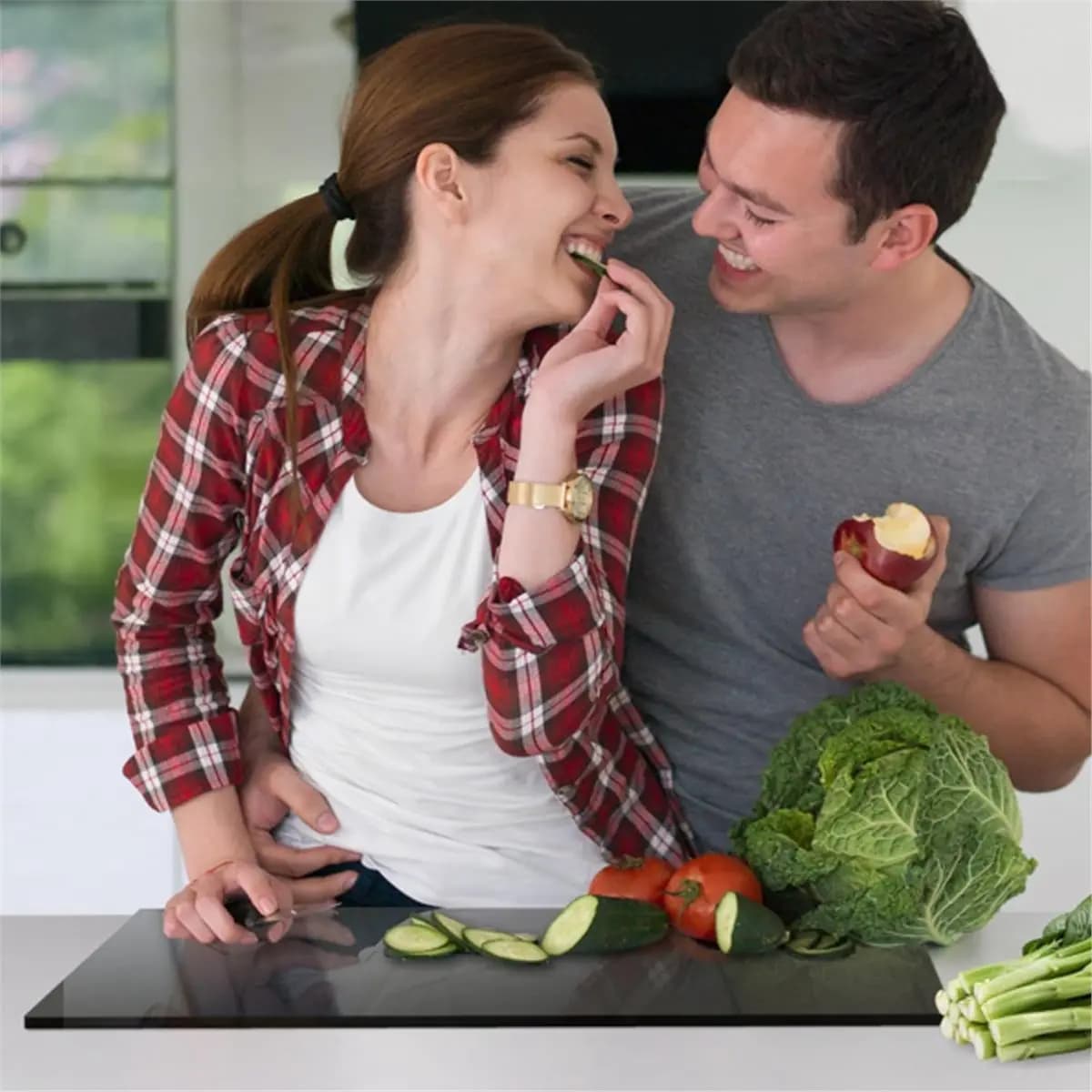 Acrylic Cutting Board for Kitchen, 45x35cm with Counter Lip, Anti-Slip, Ideal for Vegetables, Bread, Meats, and Fruits