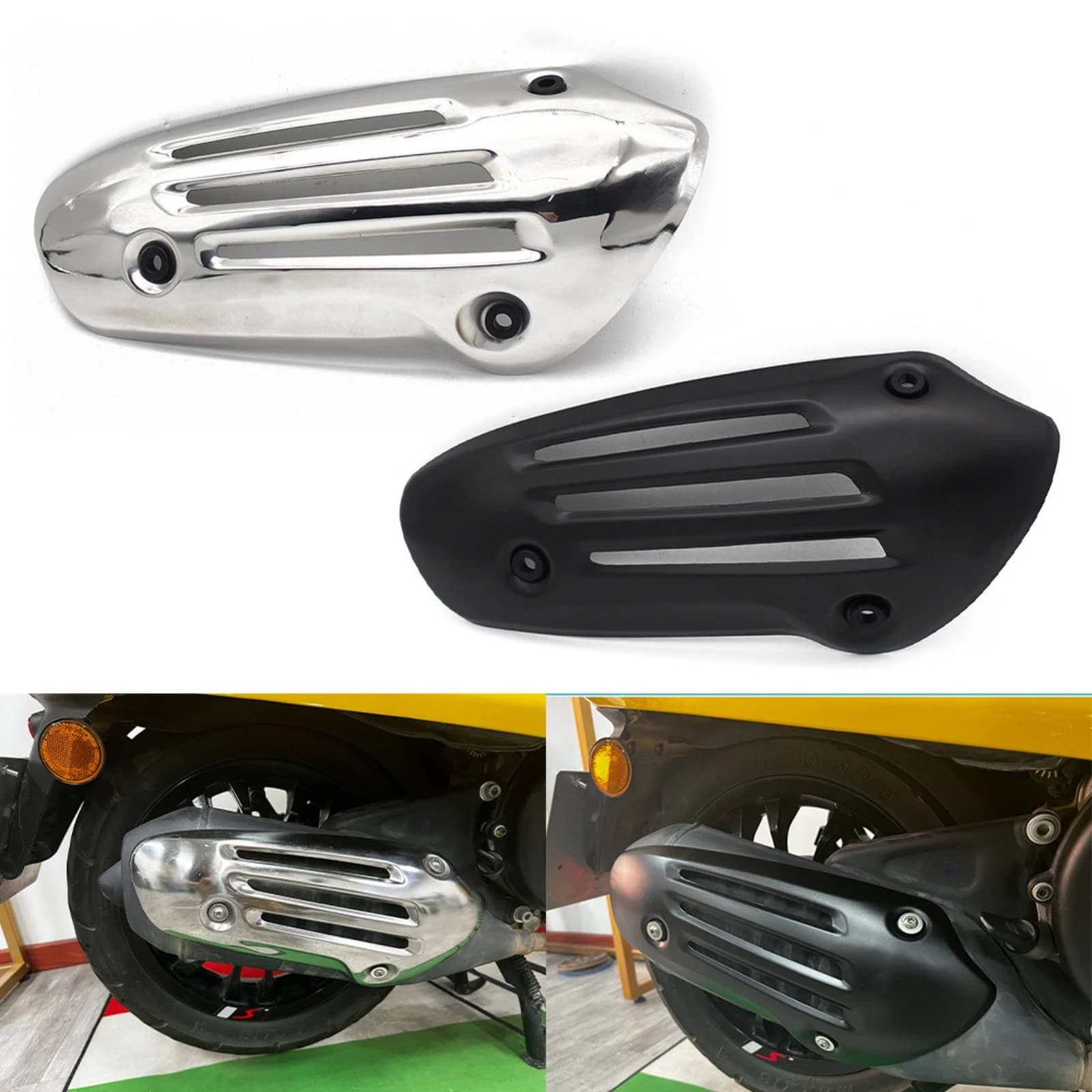 Exhaust Pipe Heat Guard Cover High Temperature Resistant Motorcycle Heat Guard with Bracket Curved Long-Lasting