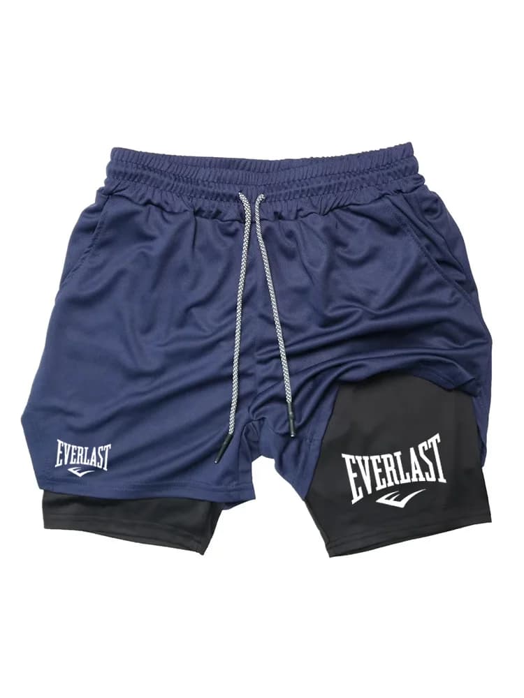 New Double Layer Shorts With Men's Print Summer Gym Fitness Exercise Breathable 2 in 1 casual sports
