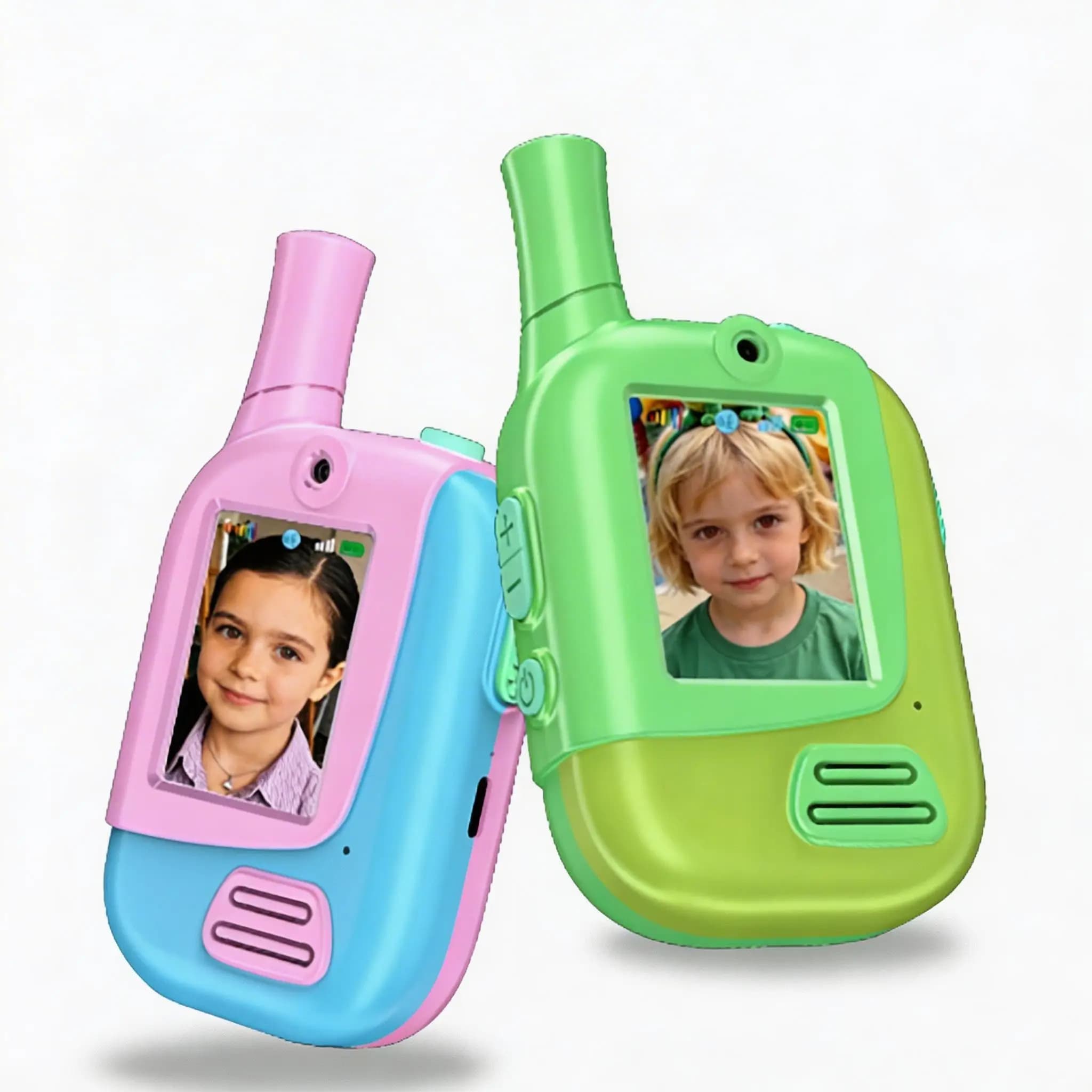 Set di 2 Walkie Talkie Ricaricabili per Bambini con Videocamera HD e 4 Effetti Cambia Voce, Radio Bidirezionale Giocattolo per Ragazzi e Ragazze