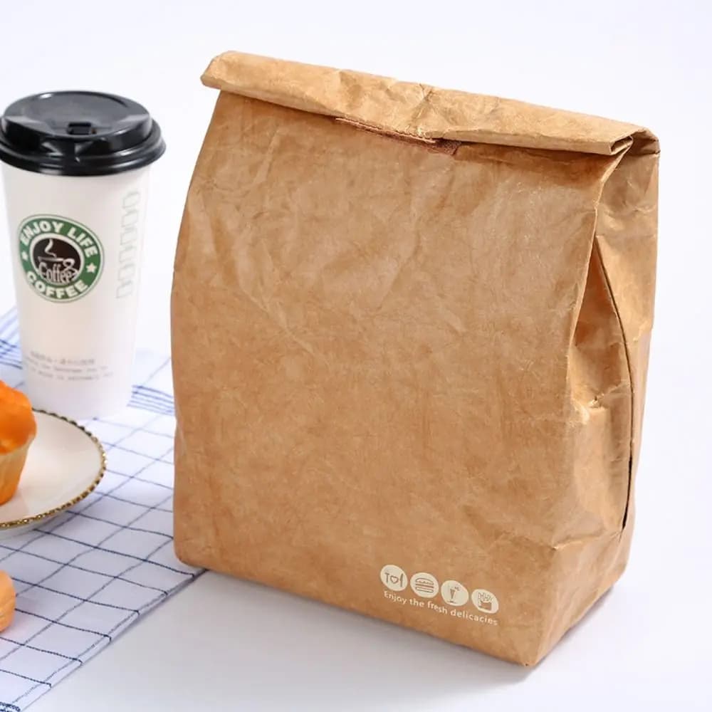 Borsa termica per il pranzo Borsa isolante riutilizzabile Borsa per il pranzo in tela Borsa per il pranzo per alimenti Borsa per il pranzo impermeabile Borse di carta Kraft