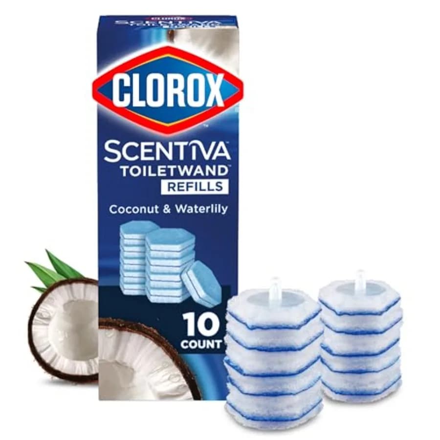 Curated Picks Clorox Scentiva ToiletWand Toilet Cleaner Refills, Coconut and Waterlily, Disposable Toilet Brush Scrubbing Pads,