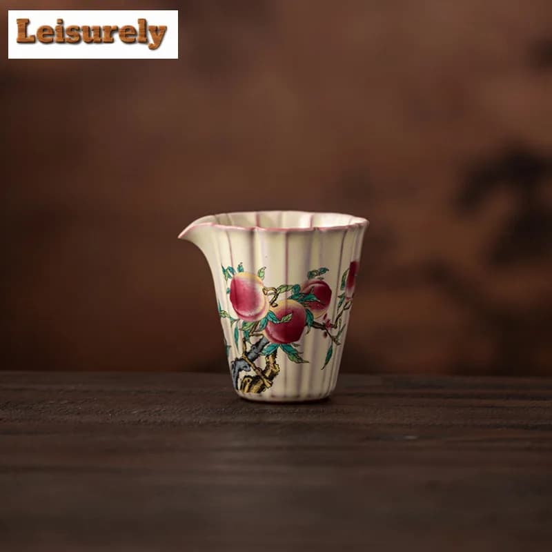 200ml Lard Jelly Ru Kiln Nine-petal Peach Blossom Mouth Tea Pitcher Tea Divider Cha Hai Dispenser Justice Cup Fair Mug Cafes