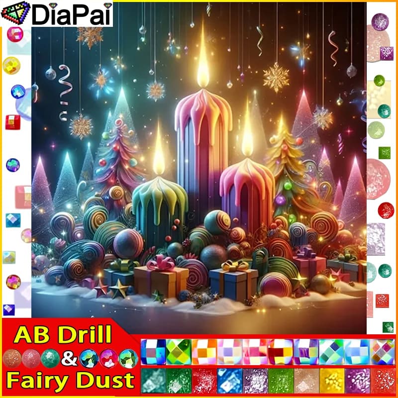 DiaPai Fairy Dust AB Diamond Painting Full Square/Round Drill 5D DIY "Candle Gift" Daimond Embroidery Rhinestone Cross Stitch