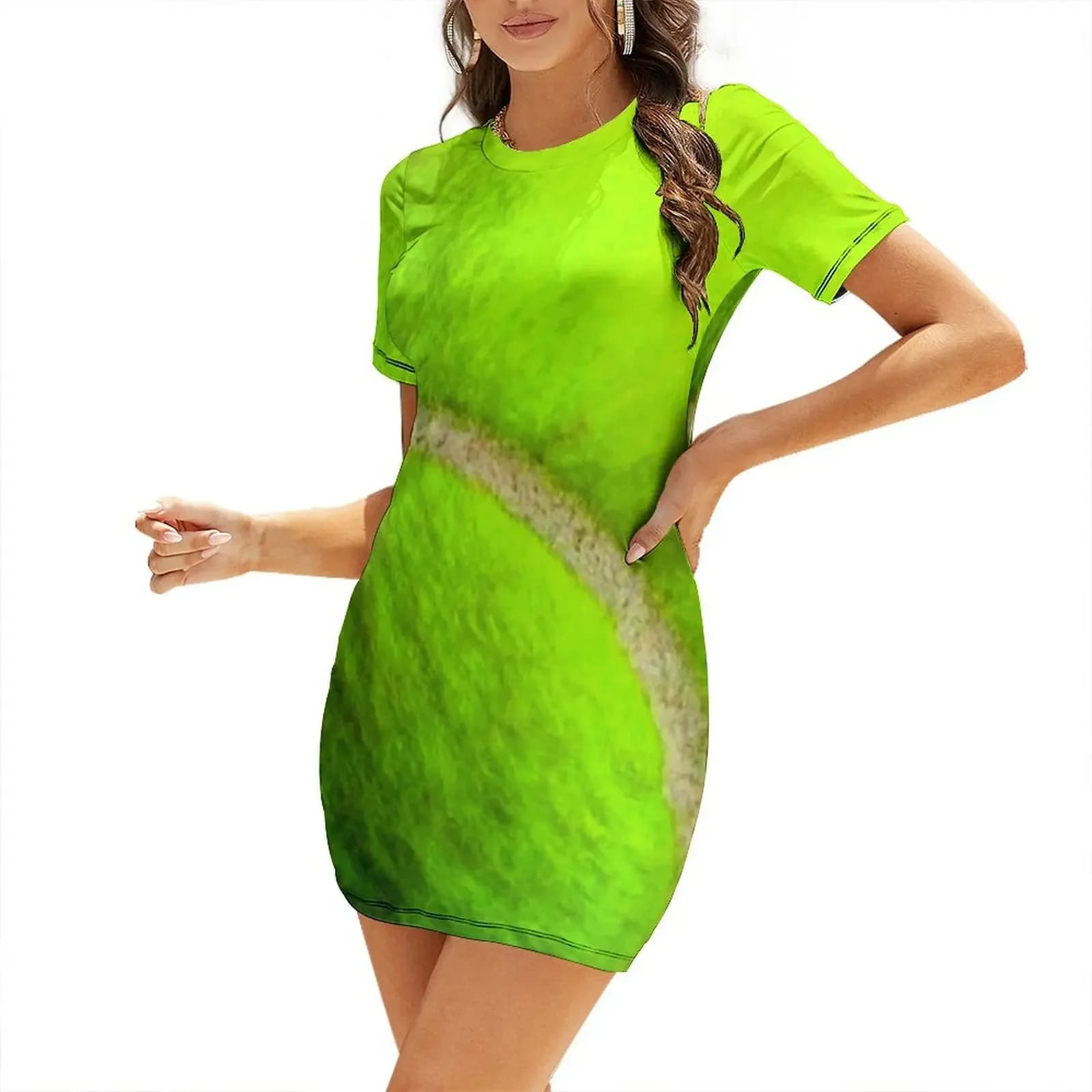 Abito da sera giallo a maniche corte Tennis Ball, Abiti da festa, Abiti da gala, Abito da donna, Abito da sera da donna 2025