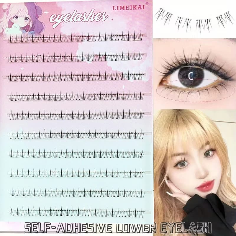 120 Self-adhesive Eyelash Clamps - Japanese Korean Fairy Style, Ultra Subtile C Curve 0.05mm, Soft and Moisturized Natural Appearance, Easy to Apply
