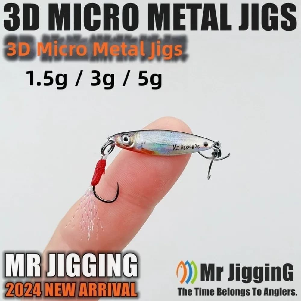 Artificial Metal Flat Shape Esca, 1.5g Micro Esca, 3D Design, Metal Jig, Mini Metal Fishing Esca