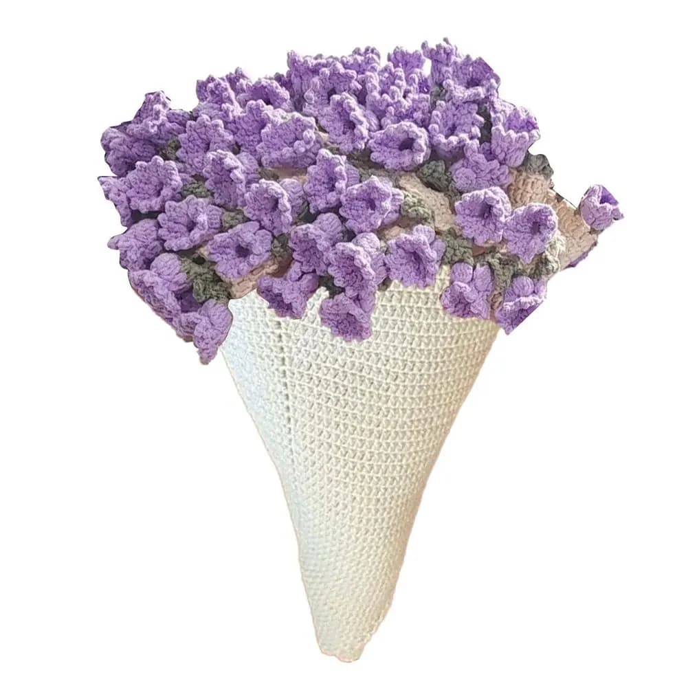 Coperta sfocata maglione fai da te lavorato a maglia bouquet di rose coperta all'uncinetto giglio della valle coperta scozzese con frange di cotone al latte