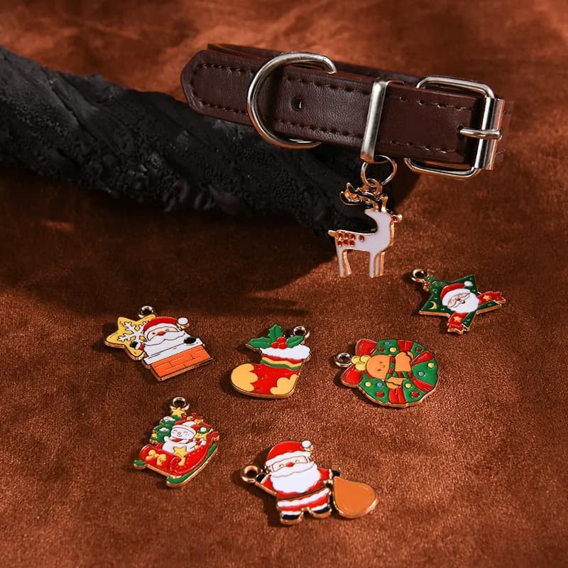 Etichetta per cani carina, ciondolo per collana di cuccioli di Natale per ciondoli di gioielli | Ciondoli per cani natalizi | Ciondoli per collare di cane | Leccare il cane da compagnia