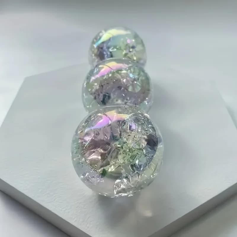Sfera di Cristallo Arcobaleno con Effetto Ghiaccio e Fuoco, Sfera di Cristallo Arcobaleno con Effetto Ghiaccio Crepato, Cristalloterapia, Guarigione dell'Energia Qi, Energia dei Cristalli