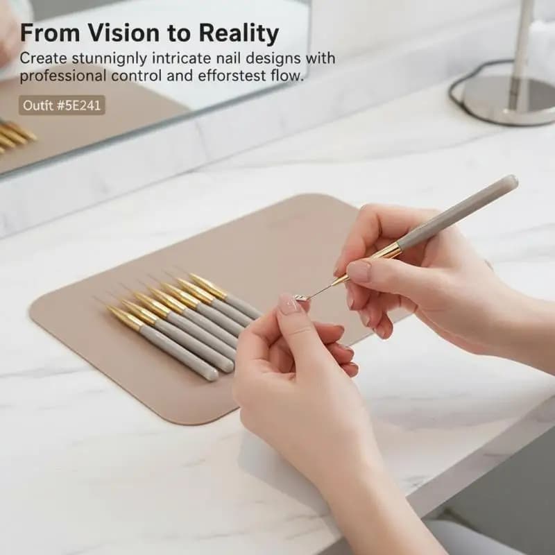 Set di 5 Pennelli in Acrilico per Nail Art, Manico Bianco, per Disegno, Punteggiatura e Creazione di Motivi, Penna Creativa per Nail Art Fai-da-Te