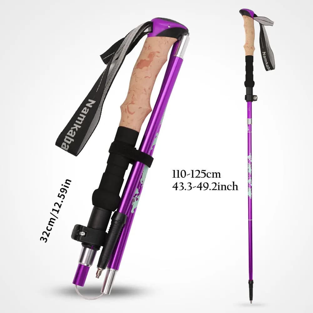 6061 Aluminum Folding Trekking Pole Ultra Light Outdoor Hiking Walking Staff