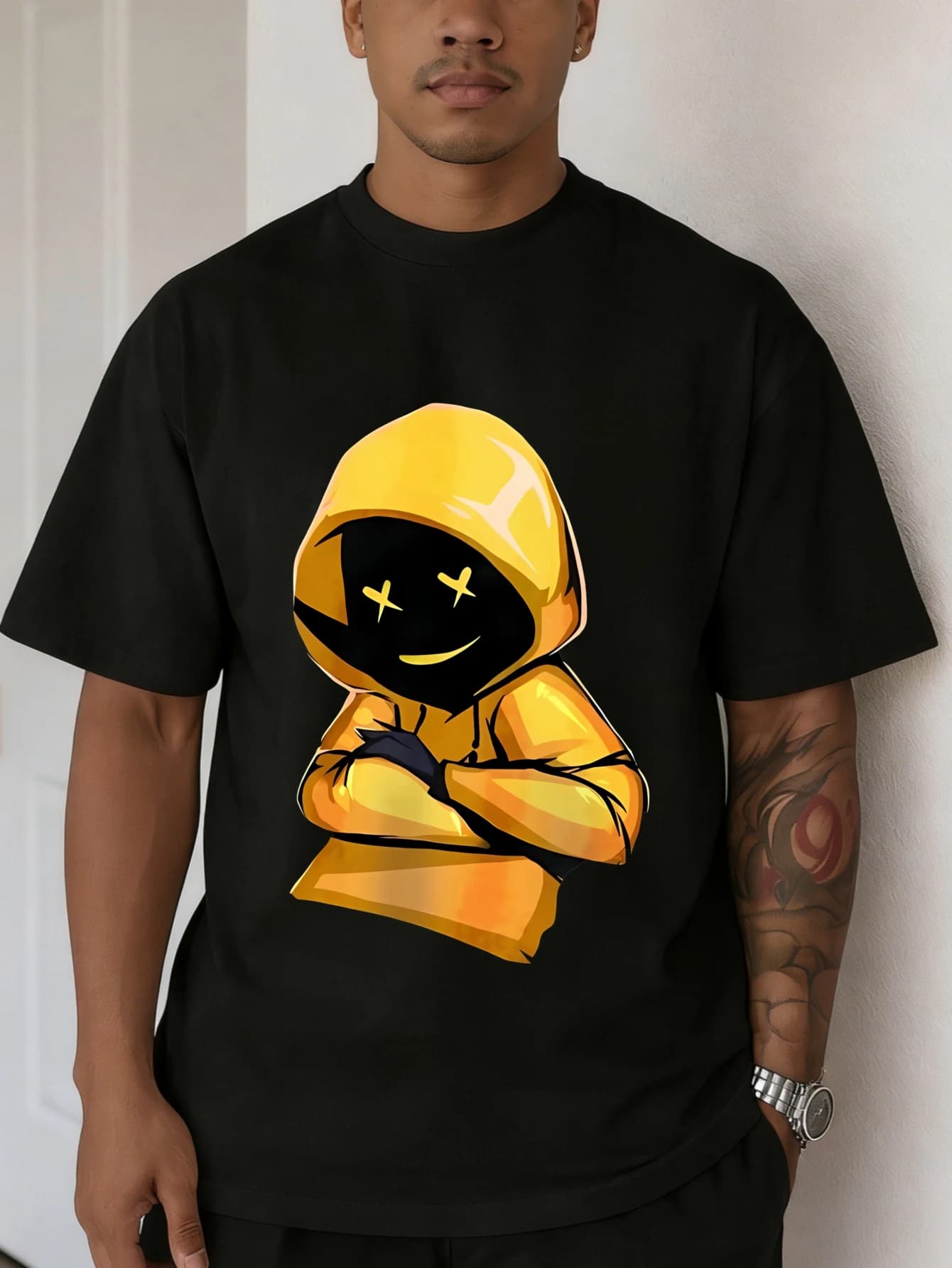 T-Shirt da Uomo in Cotone a Maniche Corte con Stampa Grafica di Personaggi Cartoon Divertenti, Casual Estiva Streetwear